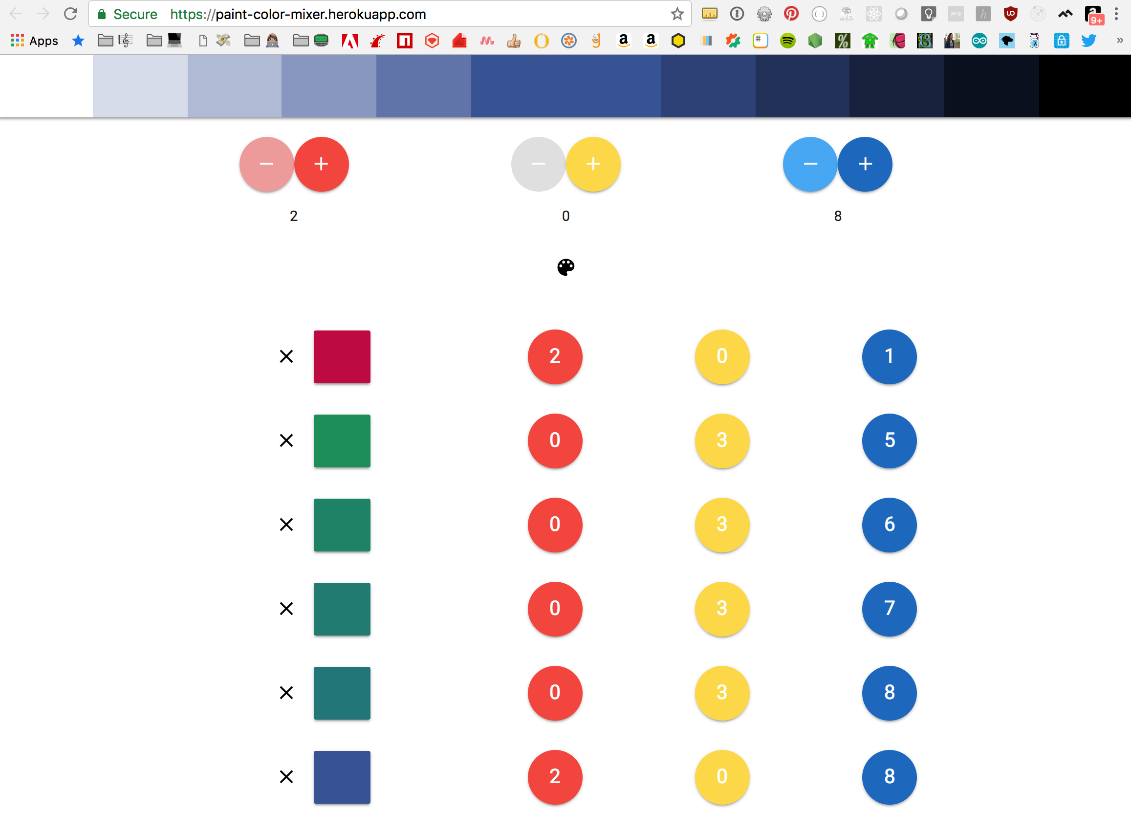 Paint Color Mixer - helps choose colors and indicate how to mix them